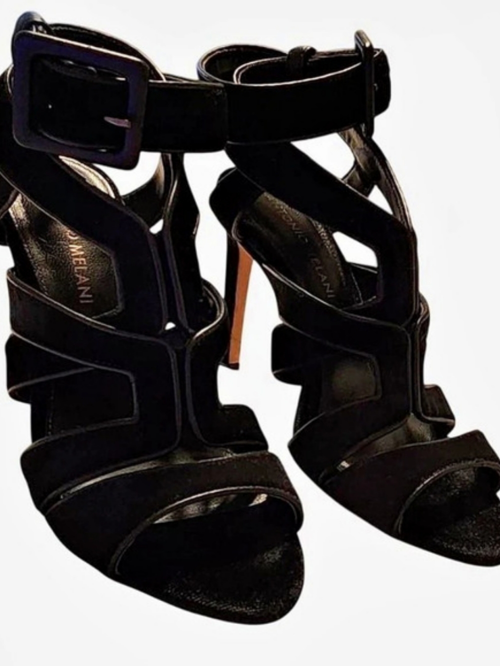 Antonio Melani Ender Velvet Ankle Strap Dress Sandals Black US 6.5 M